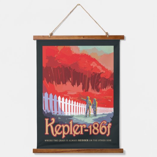 Retro ruimte Poster van Kepler-186f. Hangend Wandkleed (Voorkant)