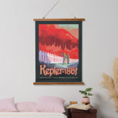 Retro ruimte Poster van Kepler-186f. Hangend Wandkleed (Slaapkamer)