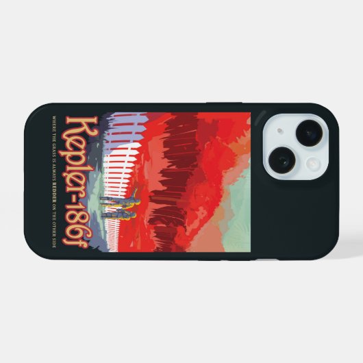 Retro ruimte Poster van Kepler-186f. iPhone 15 Case (Achterkant horizontaal)