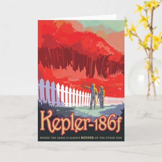 Retro ruimte Poster van Kepler-186f. Kaart (Gele Bloem)