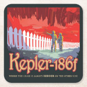 Retro ruimte Poster van Kepler-186f. Kartonnen Onderzetters (Voorkant)
