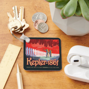 Retro ruimte Poster van Kepler-186f. Sleutelhanger