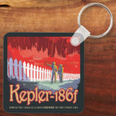 Retro ruimte Poster van Kepler-186f. Sleutelhanger (Achterkant)