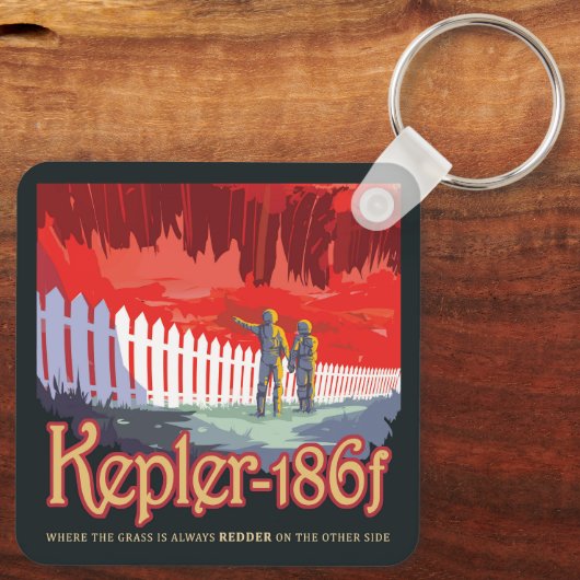 Retro ruimte Poster van Kepler-186f. Sleutelhanger (Achterkant)