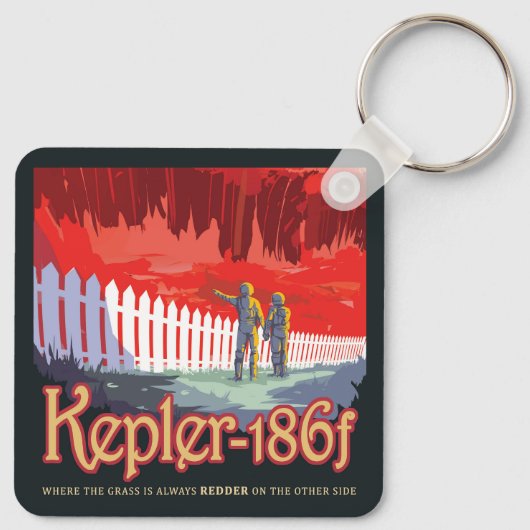 Retro ruimte Poster van Kepler-186f. Sleutelhanger (Achterkant)