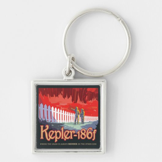 Retro ruimte Poster van Kepler-186f. Sleutelhanger (Voorkant)