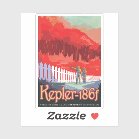 Retro ruimte Poster van Kepler-186f. Sticker (Vel)