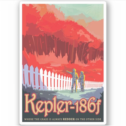 Retro ruimte Poster van Kepler-186f. Sticker (Voorkant)