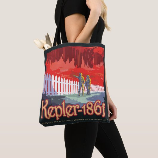 Retro ruimte Poster van Kepler-186f. Tote Bag (Dichtbij)