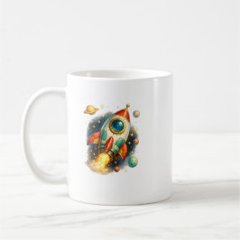 Retro ruimte raket lancering keramische koffiemok