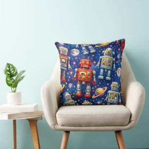 Retro ruimte robots Galactische reis decoratieve k Kussen