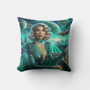 Retro Ruimtemeisje Kussen