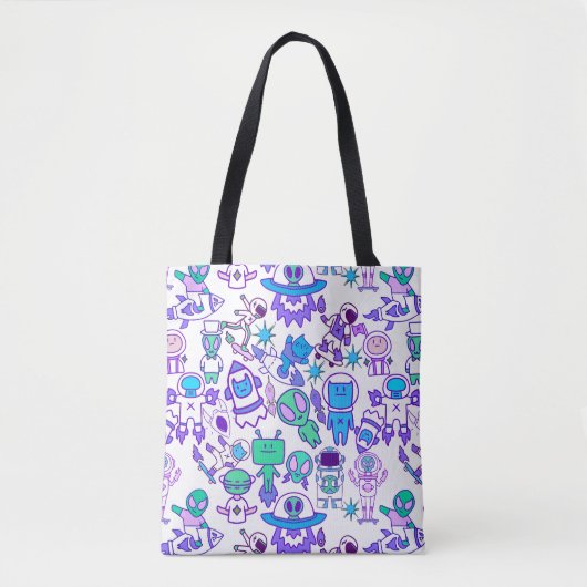 Retro ruimtepatroon Geen BG Tote Bag (Voorkant)