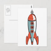 retro ruimteraket briefkaart (Voorkant / Achterkant)