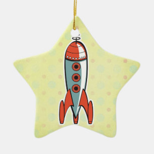 retro ruimteraket keramisch ornament