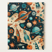 Retro Ruimteraket Planeten Oranje Teal Kinderkamer Planner (Achterkant)