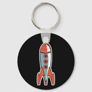 retro ruimteraket sleutelhanger