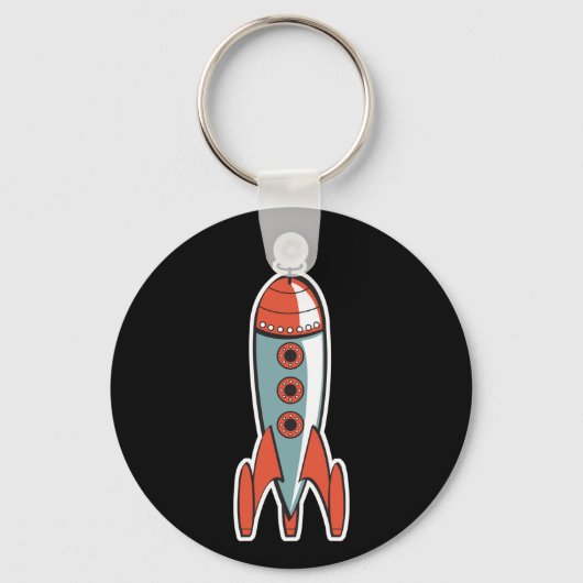 retro ruimteraket sleutelhanger (Voorkant)