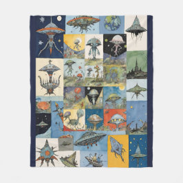 Retro-ruimteschepen en buitenaardse marine fleece deken