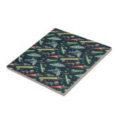 Retro Ruimteslag Sci-Fi Ruimteschip Comic Pattern Tegeltje (Zijkant)
