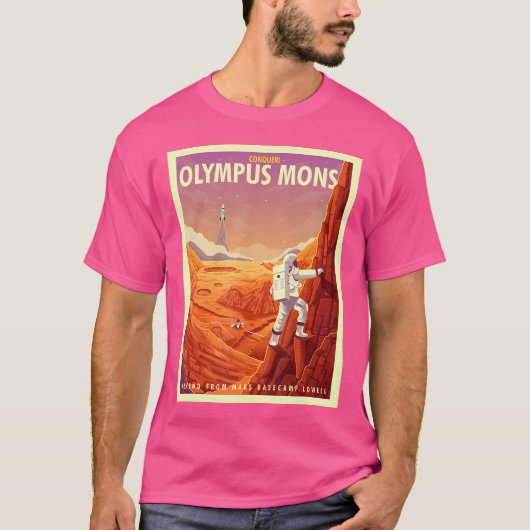 Retro ruimtetoerisme Mars Olympus Mons Mountain Cl T-shirt (Voorkant)