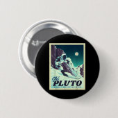 Retro Ruimtetoerisme Ski Pluto Skiër Ronde Button 5,7 Cm (Voorkant /achterkant)