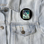 Retro Ruimtetoerisme Ski Pluto Skiër Ronde Button 5,7 Cm (In situ)