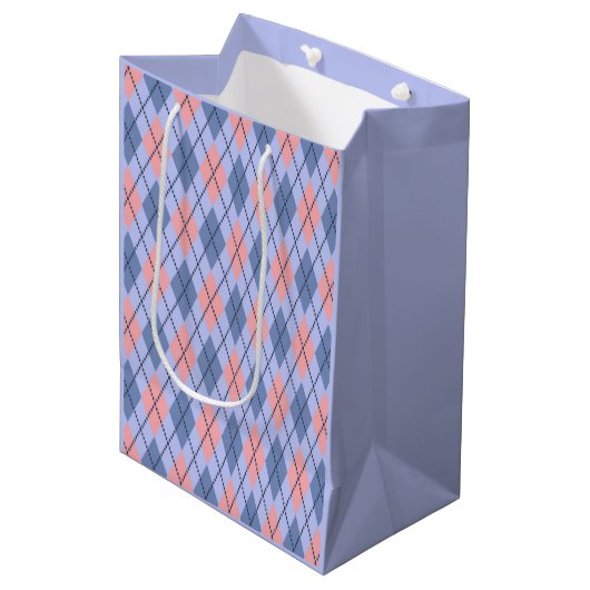 Retro ruitpatroon.  medium cadeauzakje (Voorkant Gekanteld)