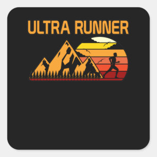 Retro Runner Half marathon met Lover Graphic Vierkante Sticker