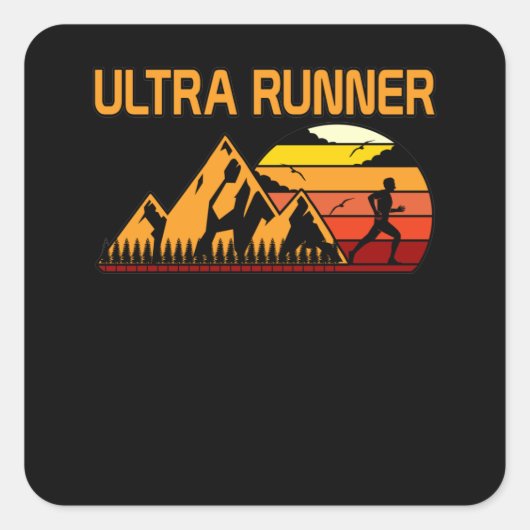 Retro Runner Half marathon met Lover Graphic Vierkante Sticker (Voorkant)
