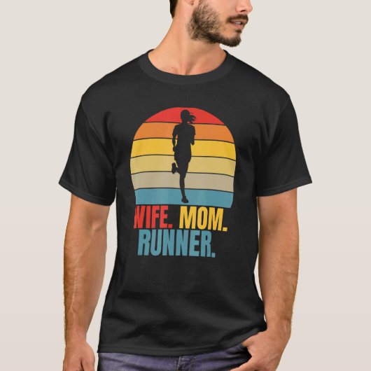 Retro Running Vrouw Mam Runner T-shirt (Voorkant)