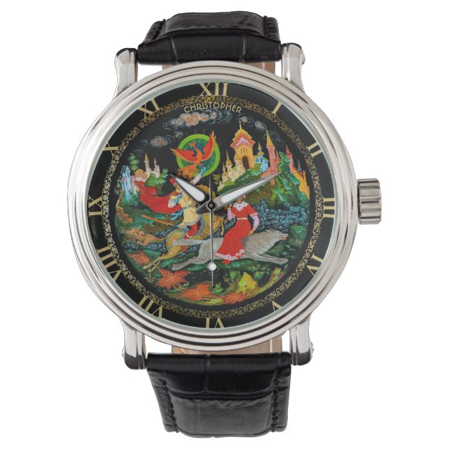 Retro  Russisch Fairy Tale Fantasy kleurrijk Horloge (Voorkant)