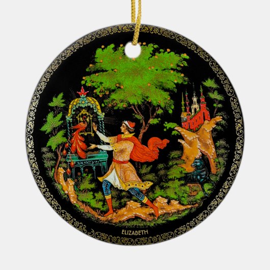 Retro  Russisch Fairy Tale Fantasy kleurrijk Keramisch Ornament (Voorkant)