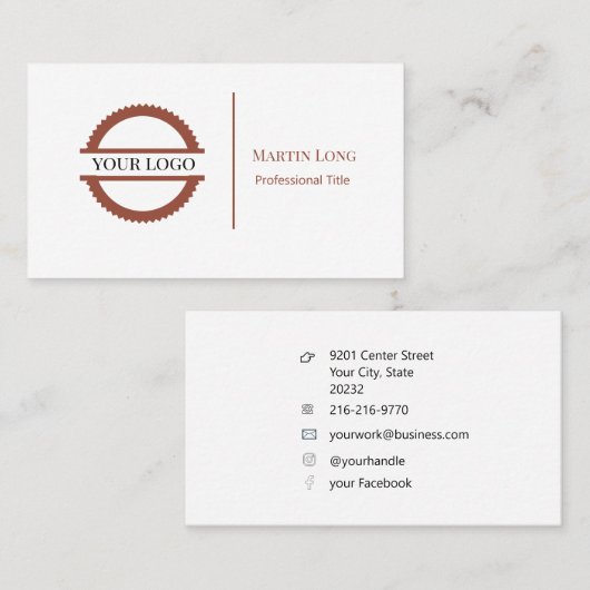 Retro Rust Cirkel Logo en sociale media 2 Visitekaartje (Voorkant / Achterkant)