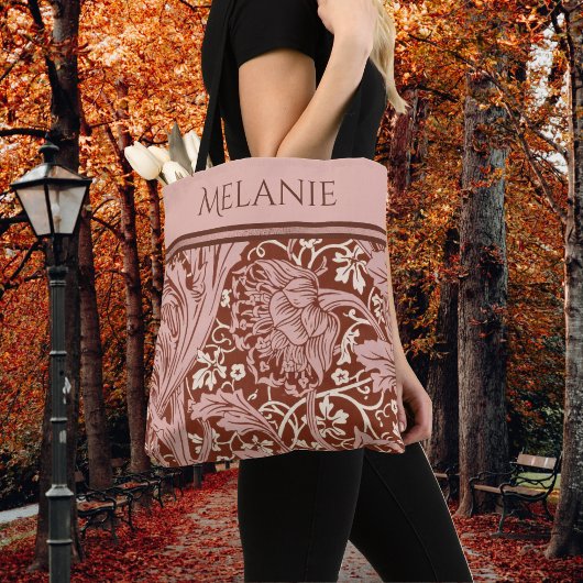 Retro Rust Floral Art Nouveau May Morris Arcadia Tote Bag