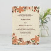 Retro Rust Oranje Flowers katholieke bruiloft Kaart (Staand voorkant)
