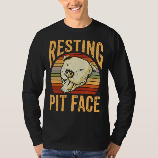 Retro Rustende Pit Gezicht Pitbull Hond Pet T-shirt (Voorkant)