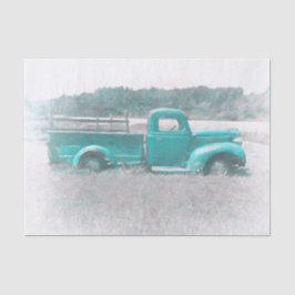  Retro Rustic Blauwgroen Green Boerderij Truck Tissuepapier