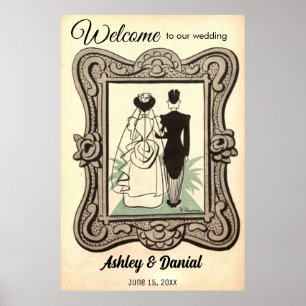  Retro Rustic Bride Groom Welkome bruiloft Poster