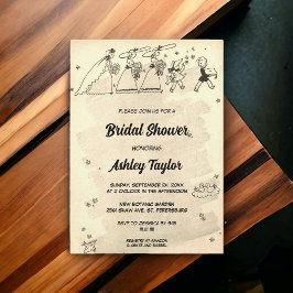 Retro Rustic Bridesmaids Oud Vrijgezellenfeest Kaart