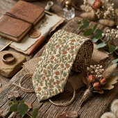 Retro Rustic Floral Olive Green Vine Pattern Stropdas