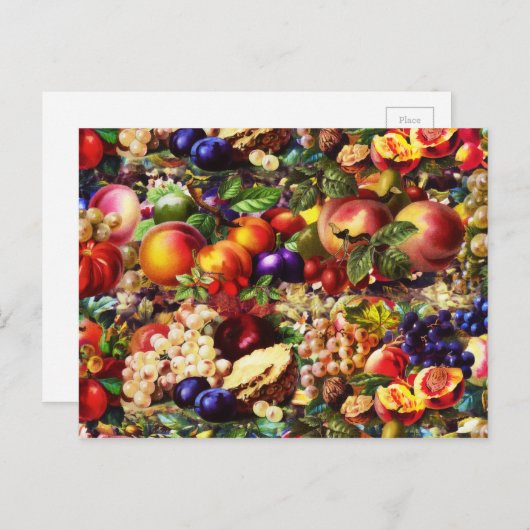 Retro Rustic Fresh Summer Tropical Fruit Vegetable Briefkaart (Voorkant / Achterkant)