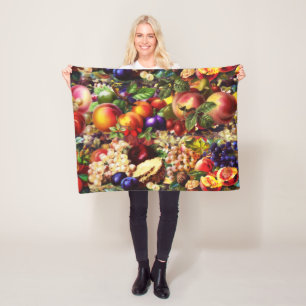 Retro Rustic Fresh Summer Tropical Fruit Vegetable Fleece Deken
