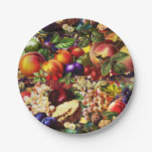 Retro Rustic Fresh Summer Tropical Fruit Vegetable Papieren Bordje (Voorkant)