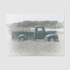  Retro Rustic Green Country Boerderij Truck Tissuepapier