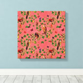 Retro Rustic Greenery Autumn Forest Waterverf Canvas Afdruk (Insitu (Houten vloer))