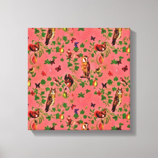 Retro Rustic Greenery Autumn Forest Waterverf Canvas Afdruk (Voorkant)