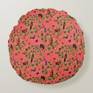 Retro Rustic Greenery Autumn Forest Waterverf Rond Kussen