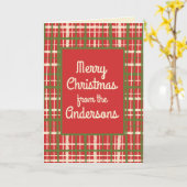 Retro Rustic Kerstmis Plaid Persoonlijk Kaart (Gele Bloem)