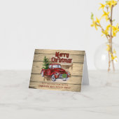 Retro Rustic Kerstmis Red Truck Corporate Holiday Kaart (Gele Bloem)
